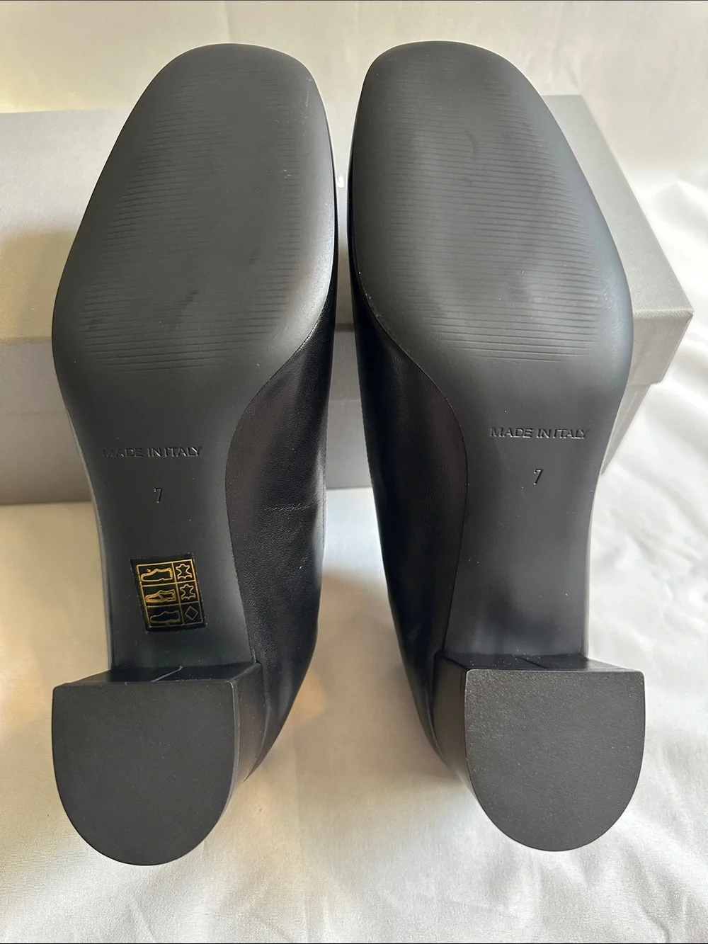 Everlane Classic Black Leather Block Heel Pumps